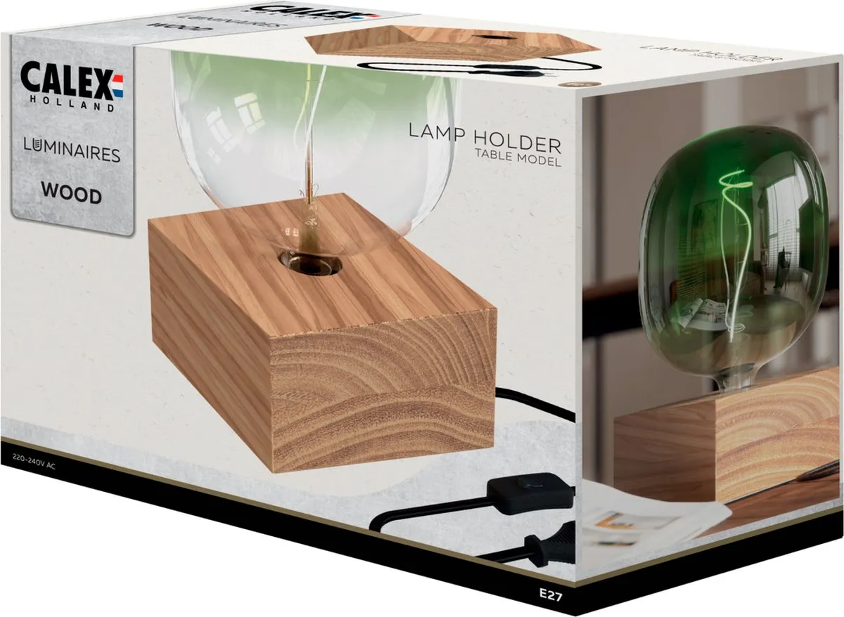 Calex Tafellamp Vierkant E27 FSC Hout