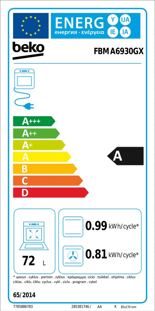 Beko FBMA6930GX Vrijstaand fornuis - Inductie 4 zones - Zwart/roestvrijstaal