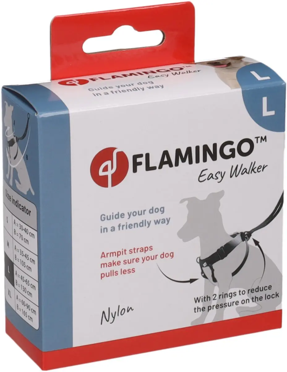Flamingo Easy Walker XL Hondentuig - Zwart - afbeelding 6 van 6