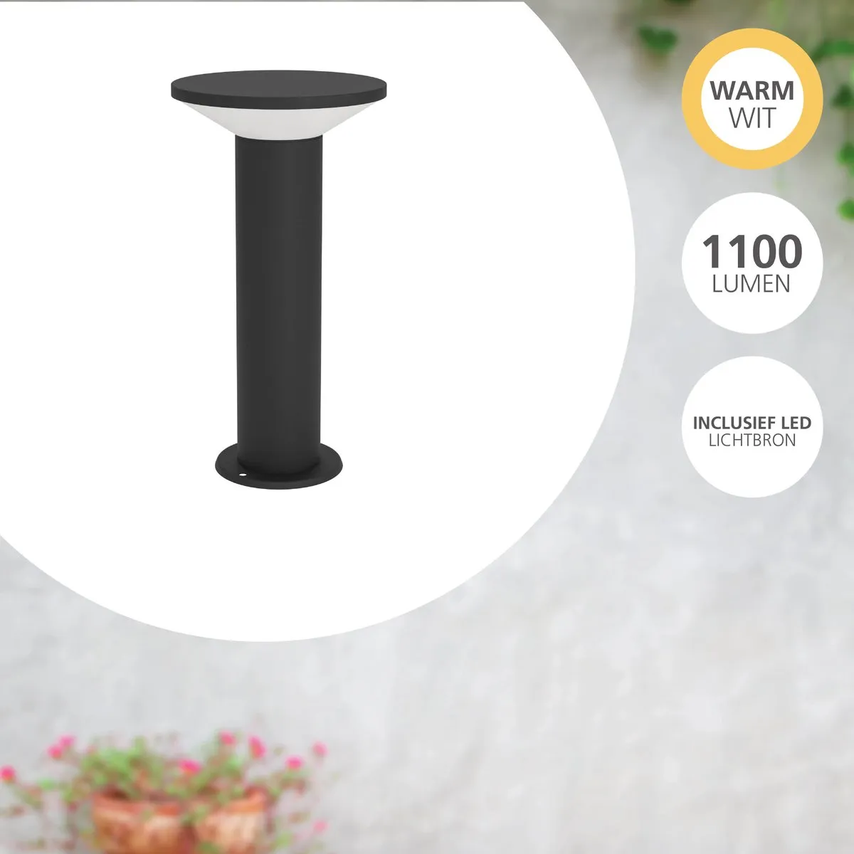 Eglo Rigosa Sokkellamp Buiten LED 10W - 35cm - Zwart/Wit