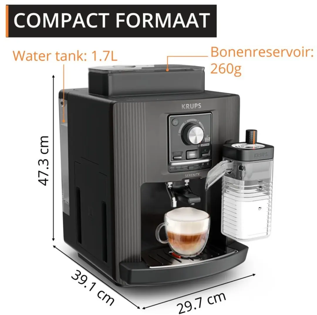 Krups Serenity EA402HE0 Volautomatische Espressomachine - Donkergrijs - afbeelding 6 van 6