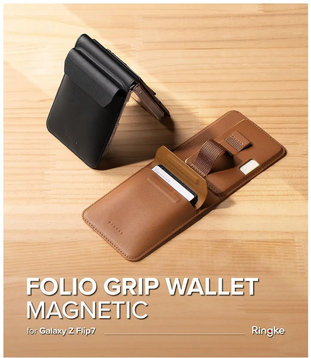 Ringke Folio Grip Wallet Magnetic Hoesje - Samsung Galaxy Z Flip 7 - Bruin
