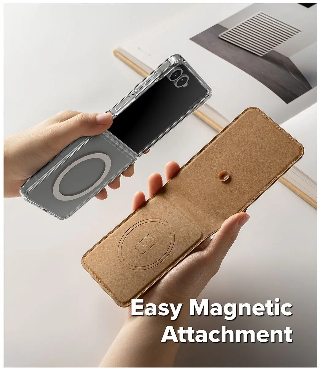Ringke Folio Grip Wallet Magnetic Hoesje - Samsung Galaxy Z Flip 7 - Bruin