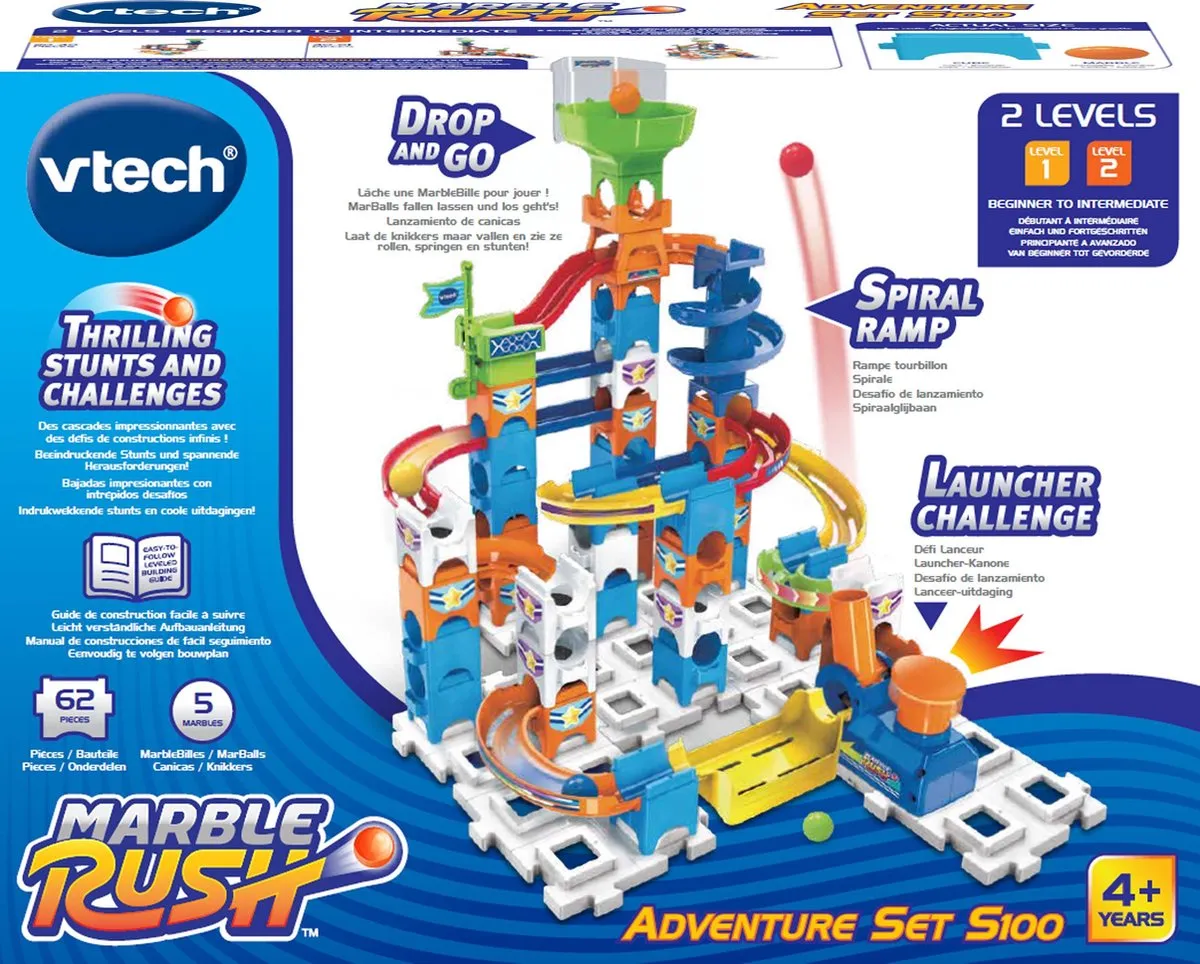 VTech Marble Rush Adventure Set S100 Knikkerbaan - 61 Onderdelen - 5 Knikkers