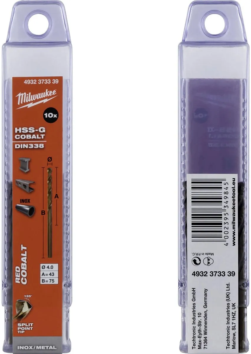 Milwaukee Metaalboren HSS-G Cobalt 4mm - 10 Stuks - afbeelding 6 van 6