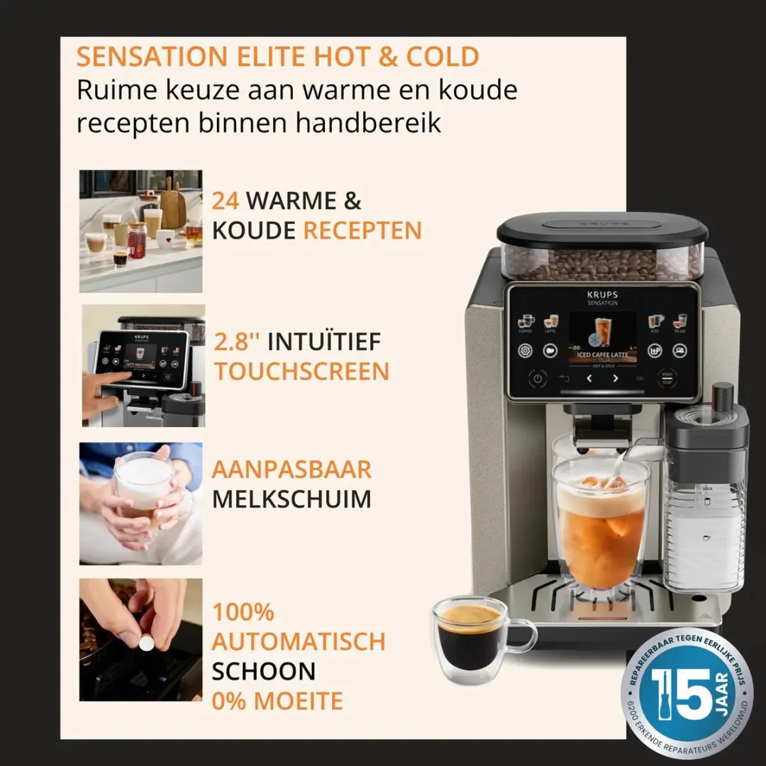 Krups Sensation Elite EA917E Volautomatische Espressomachine - Zilver - afbeelding 6 van 6
