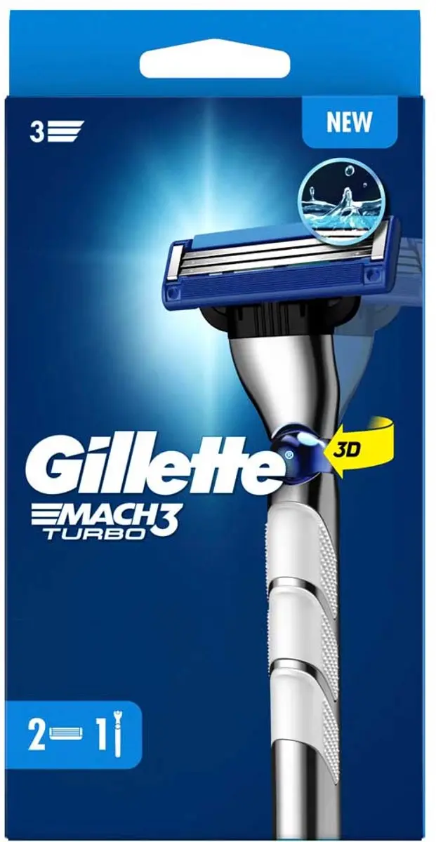 Gillette Mach3 Turbo Handvat + 2 Scheermesjes - 3 Bladen