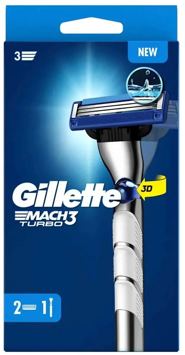 Gillette Mach3 Turbo Handvat + 2 Scheermesjes - 3 Bladen