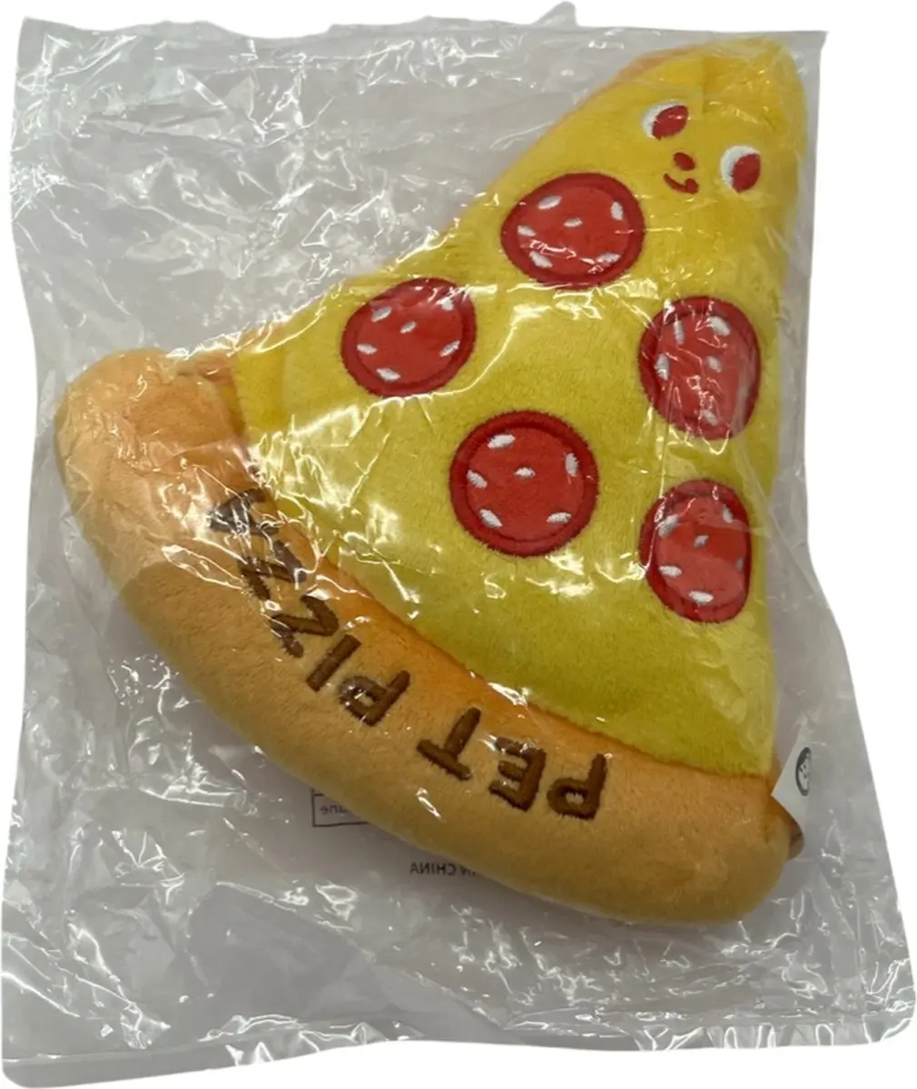 Dog Toy Pluche Pizza Punt Hondenkauwspeelgoed - Geel/Rood