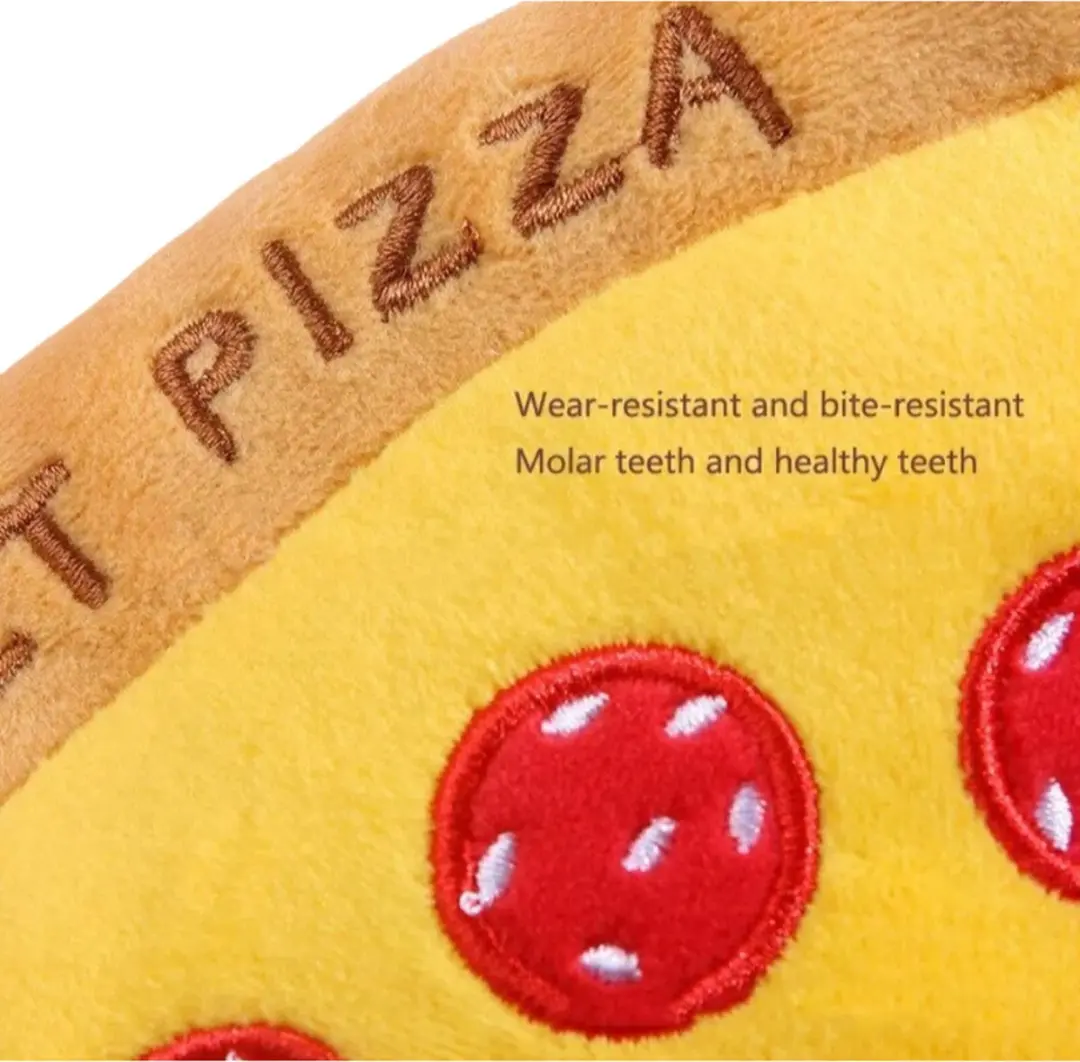 Dog Toy Pluche Pizza Punt Hondenkauwspeelgoed - Geel/Rood