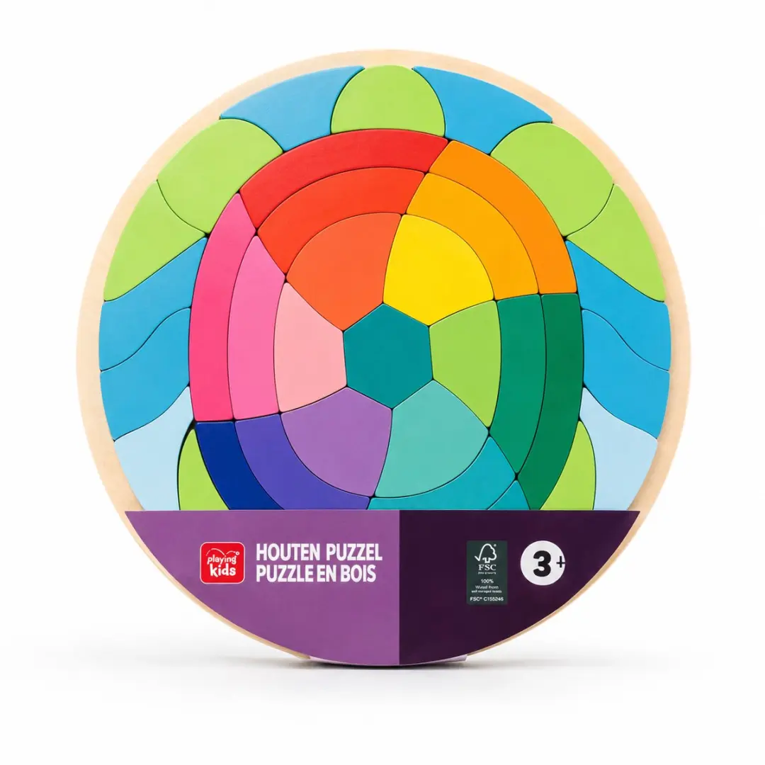 Playing Kids Schildpad Puzzel - Regenboog - 29 cm - FSC Hout