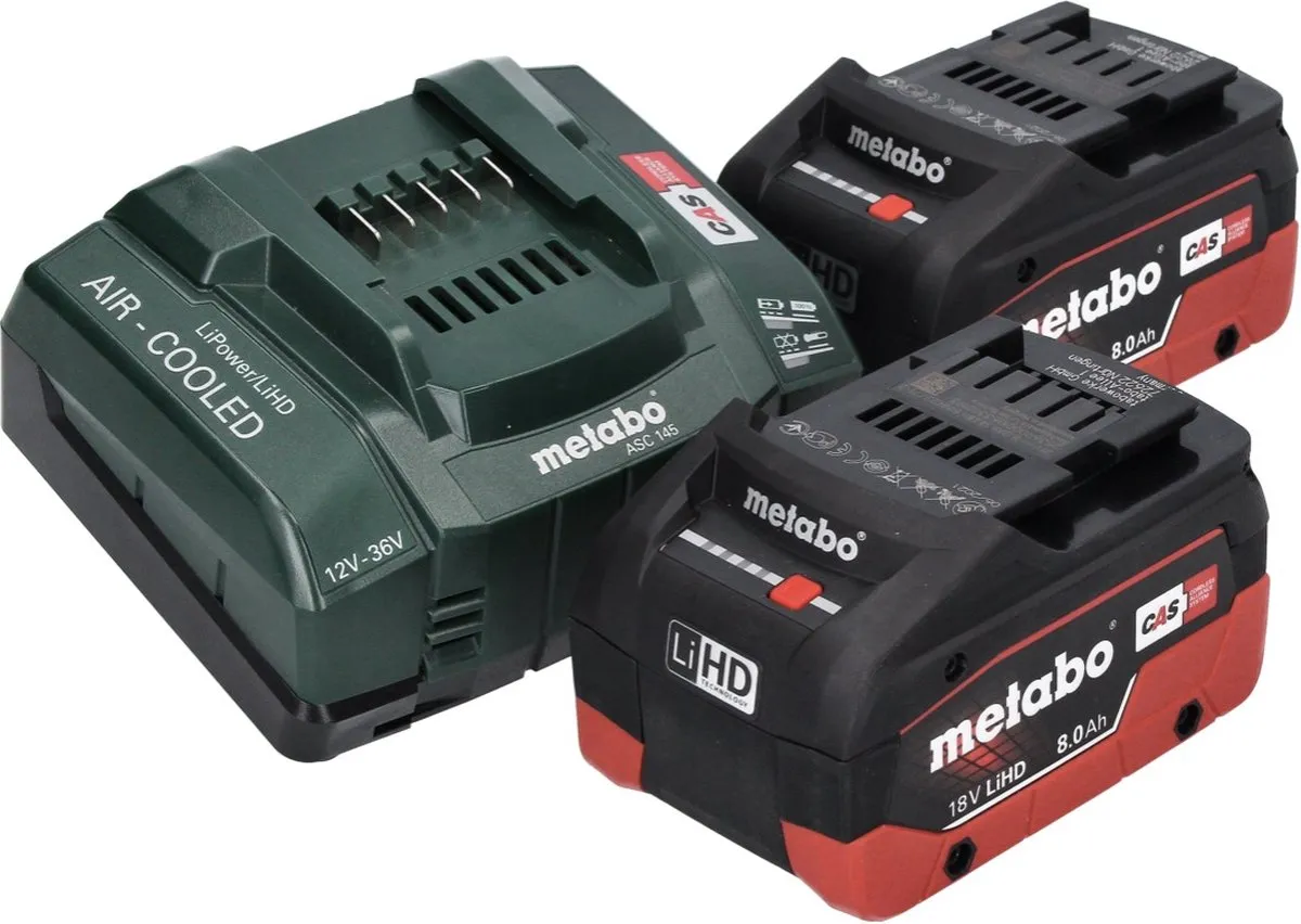 Metabo W 18 L 9-125 Haakse Slijper 125mm - 2x 8,0Ah Accu + Oplader