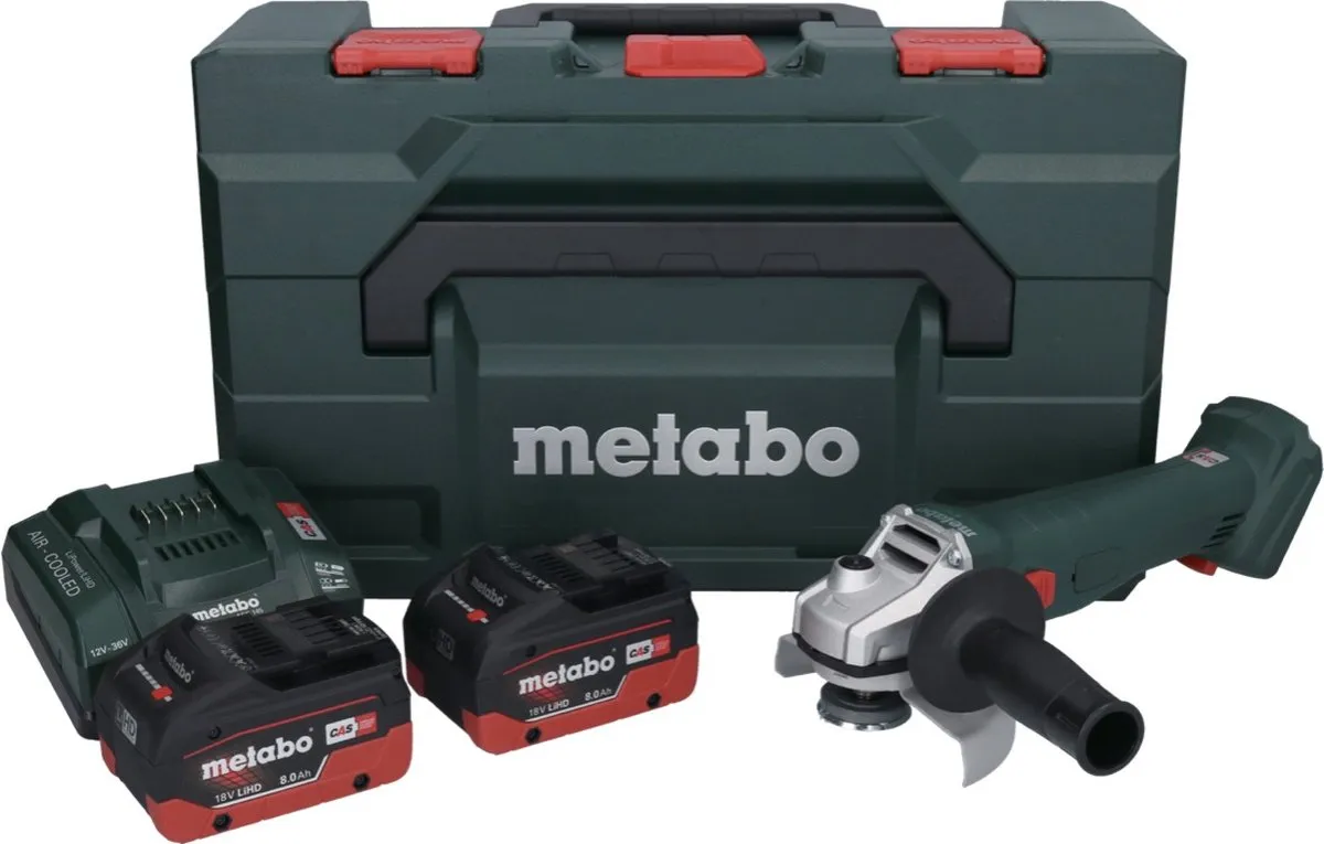 Metabo W 18 L 9-125 Haakse Slijper 125mm - 2x 8,0Ah Accu + Oplader