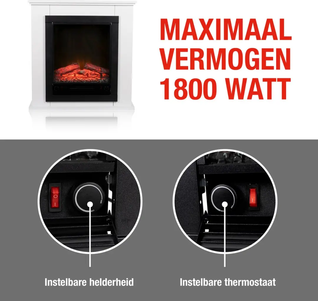 Alpina Geneva MEMIHO11380 Elektrische Sfeerhaard 1800W - Wit - afbeelding 3 van 6