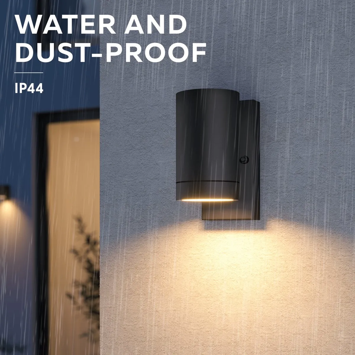 Calex Alba Wandlamp GU10 Zwart - Buitenlamp met dag/nachtsensor
