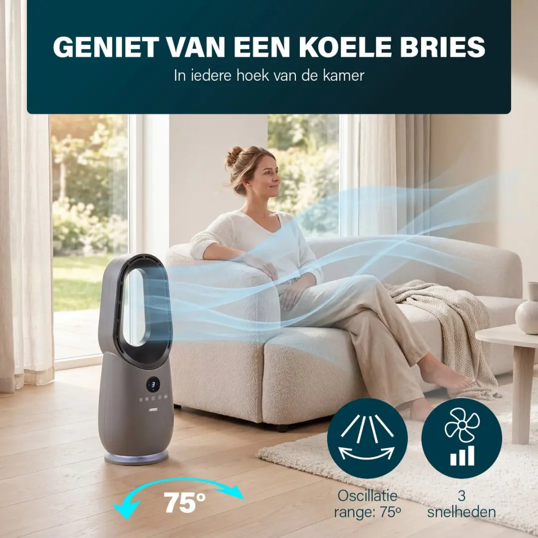 Princess 01.351582.01.001 Bladeless Ventilator 70W - Lichtgrijs - afbeelding 6 van 6