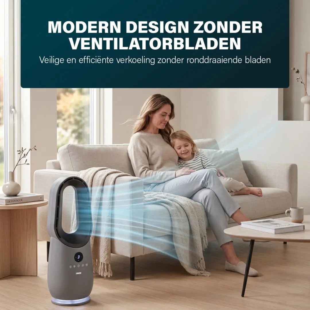 Princess 01.351582.01.001 Bladeless Ventilator 70W - Lichtgrijs - afbeelding 5 van 6