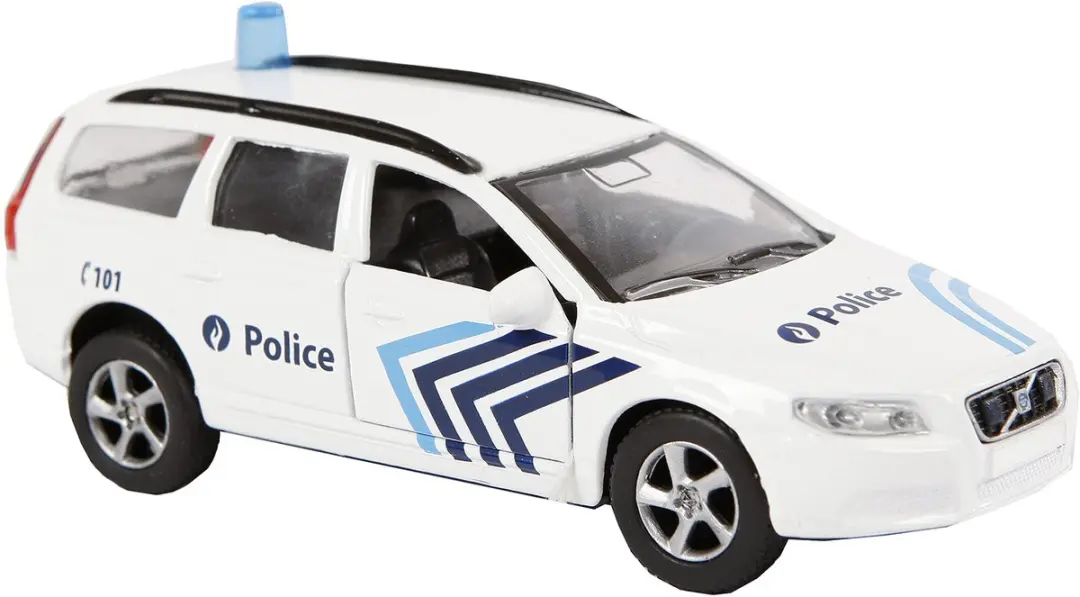 Kids Globe Auto Politie Volvo V70 Licht Geluid 12cm - Wit - afbeelding 2 van 6
