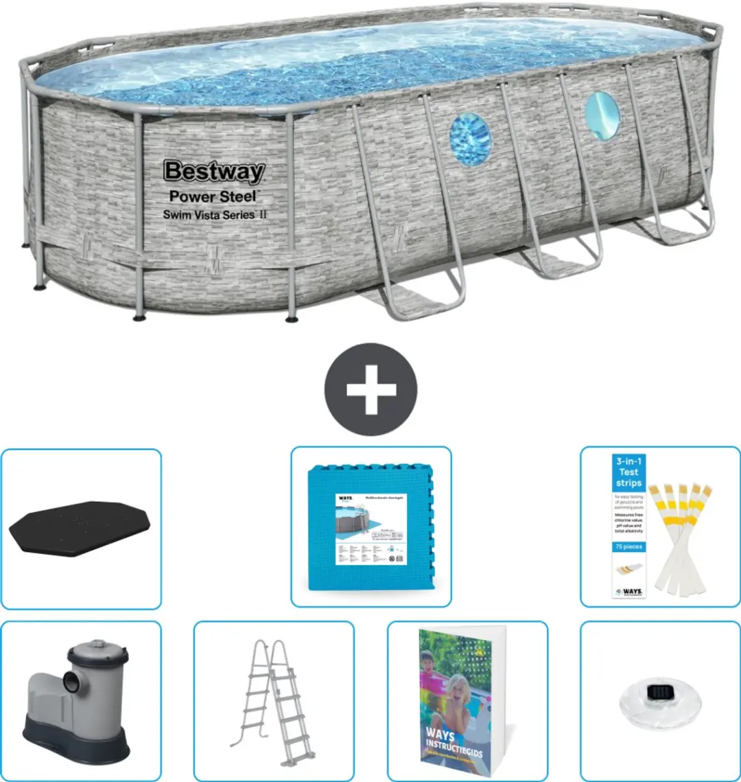 Bestway Ovaal Power Steel Swim Vista Zwembad 549x274x122