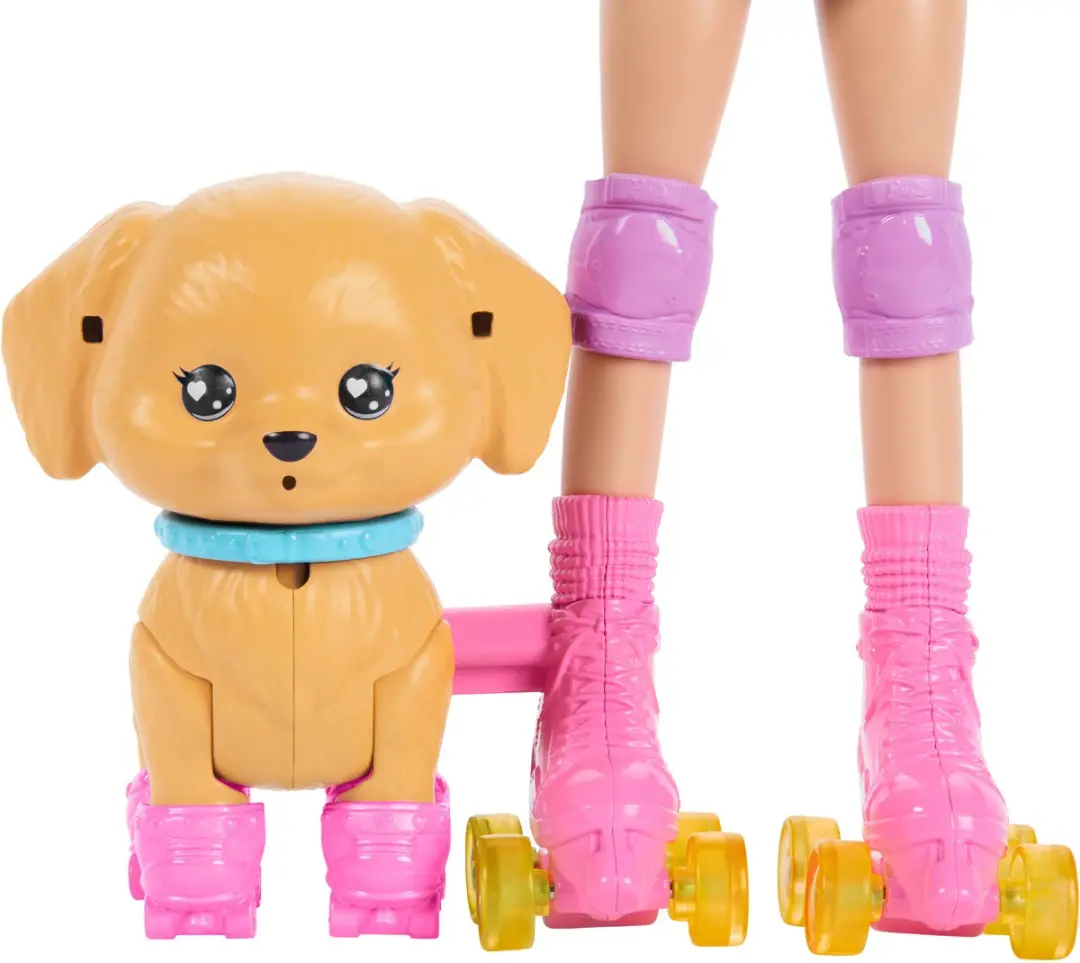 Barbie Pets Skaten en Rennen Pup - Blonde Pop met Puppy en Skates - afbeelding 6 van 6