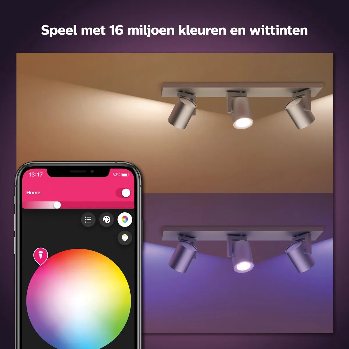 Philips Hue Argenta Opbouwspot GU10 - 3x5,7W - Zilver