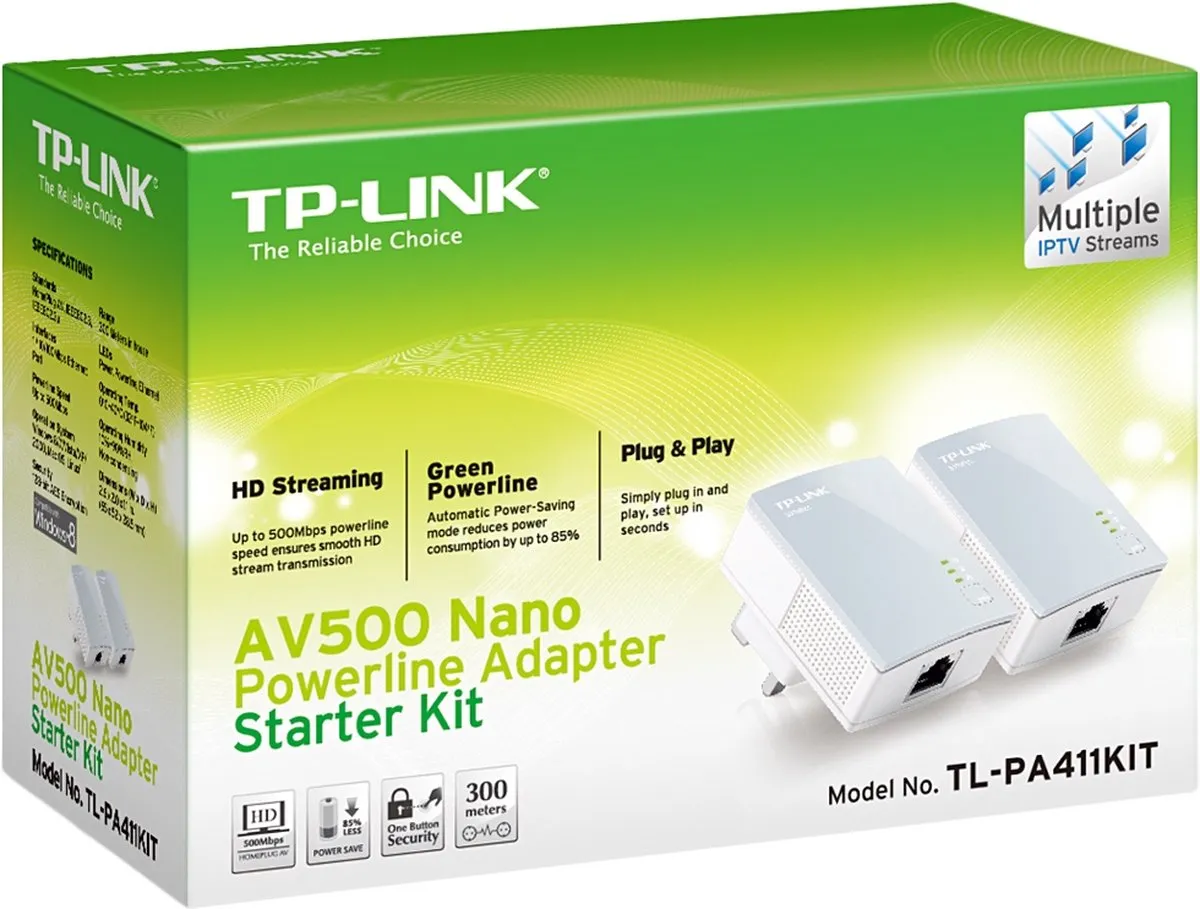 TP-Link TL-PA411KIT Powerline Adapter - 2 Stuks Wit
