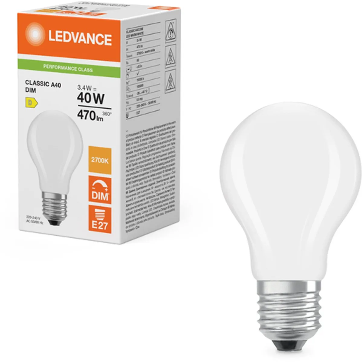 LEDVANCE LED A60 Filament E27 3.4W 470lm - Mat Glas