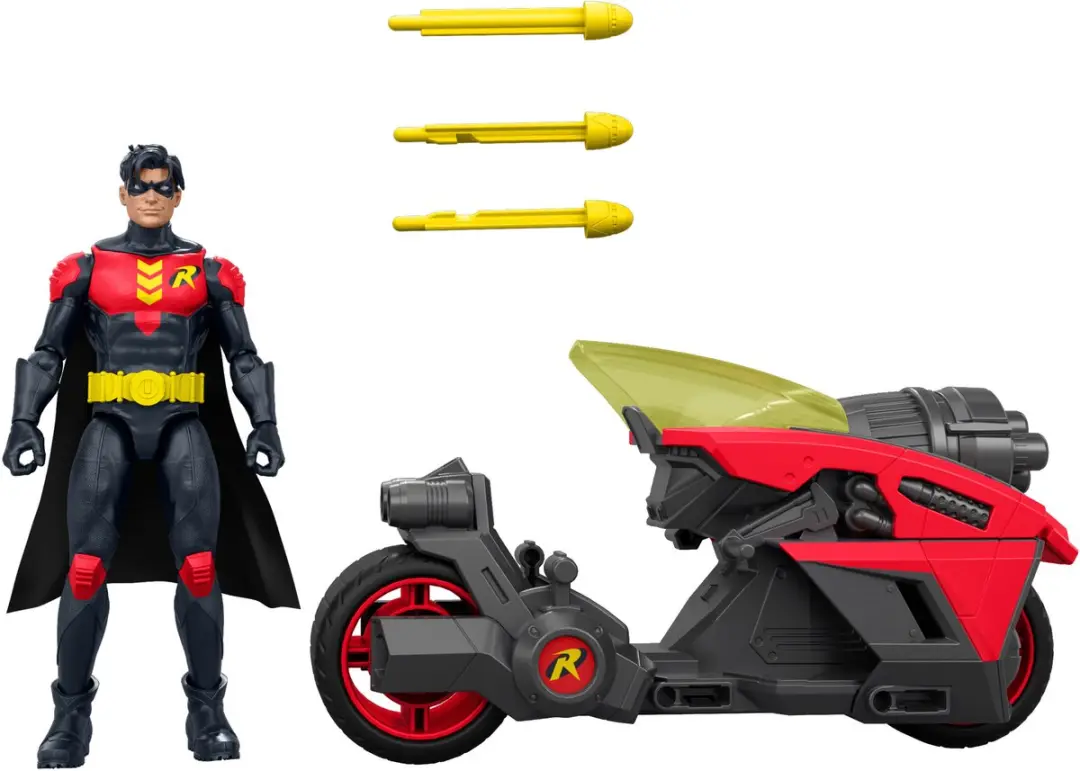 Mattel DC Premier Robin Figuur & Motorfiets JMD51 - 16,5 cm - Meerkleurig