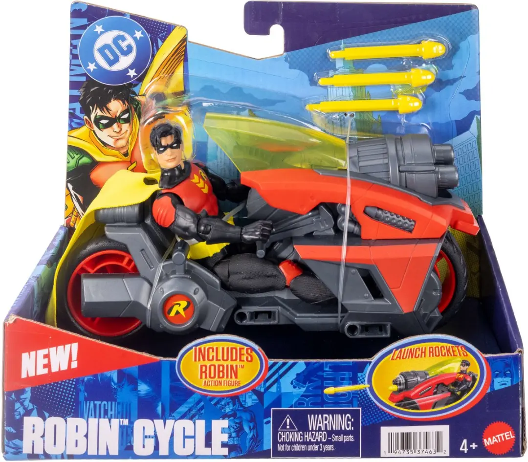 Mattel DC Premier Robin Figuur & Motorfiets JMD51 - 16,5 cm - Meerkleurig