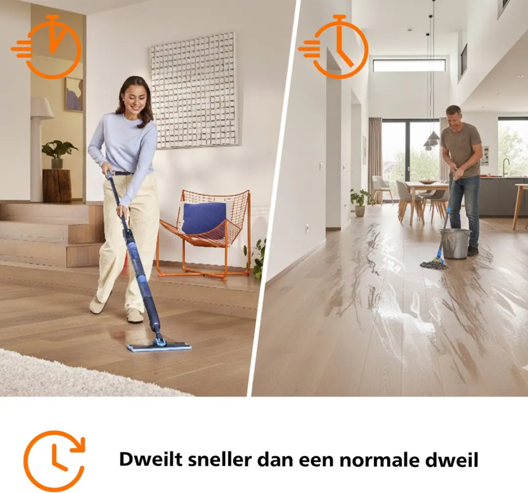 Philips OneUp XV5113/01 Elektrische Dweil - Donkerblauw
