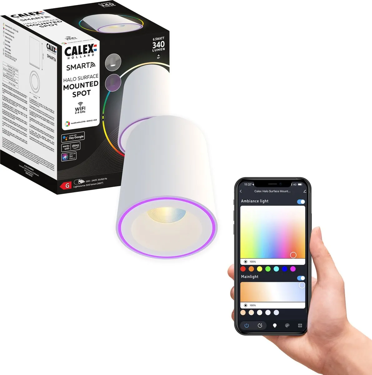 Calex Halo Slimme Opbouwspot RGBW 10cm