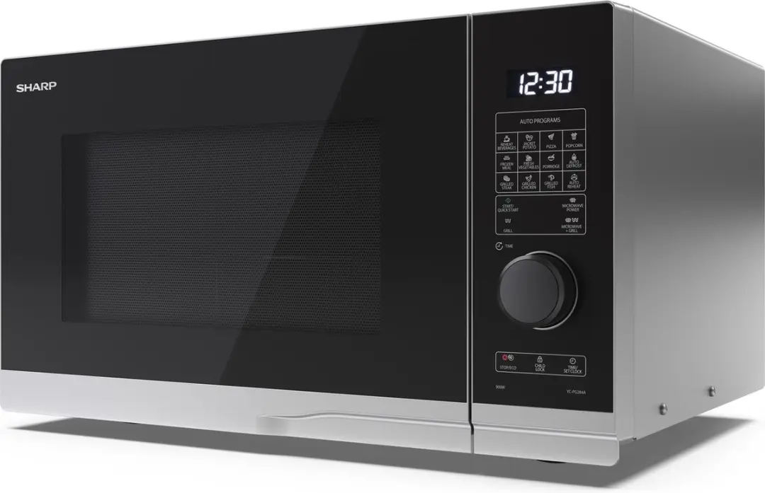 Sharp YC-PG234AE-S Magnetron 23L - 900W Grill - Zwart/Zilver