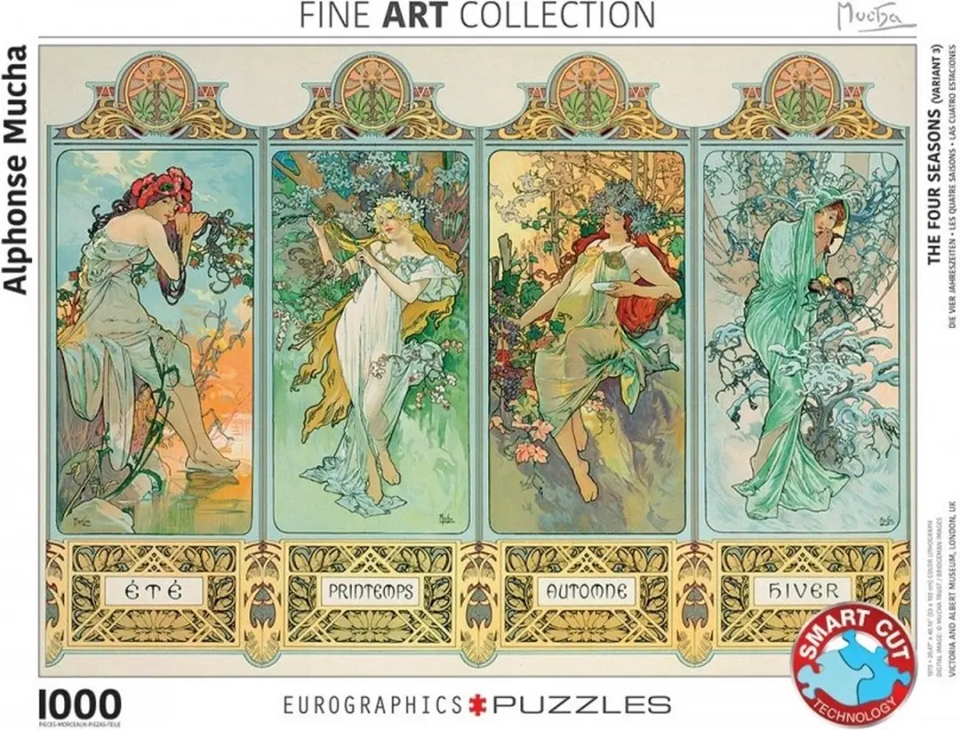 Eurographics De Vier Seizoenen Mucha Fine Art Legpuzzel 1000 Stuks - 68x48cm