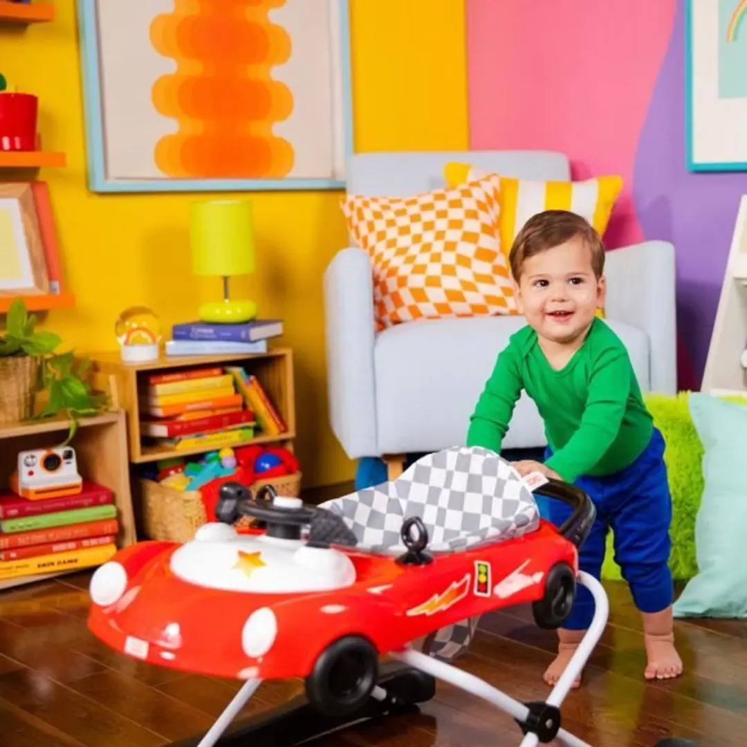 Bright Starts 3-in-1 Rollator - Kleine Auto - Rood