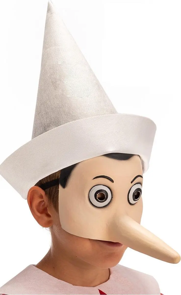 Carnival Toys Pinokkio Half Gezichtsmasker - Latex - Wit/Naturel