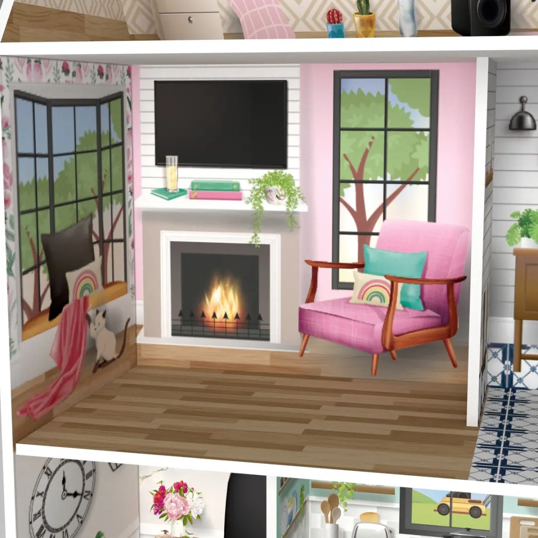 Teamson Kids Boerenwoning Poppenhuis - Wit - 13 Accessoires