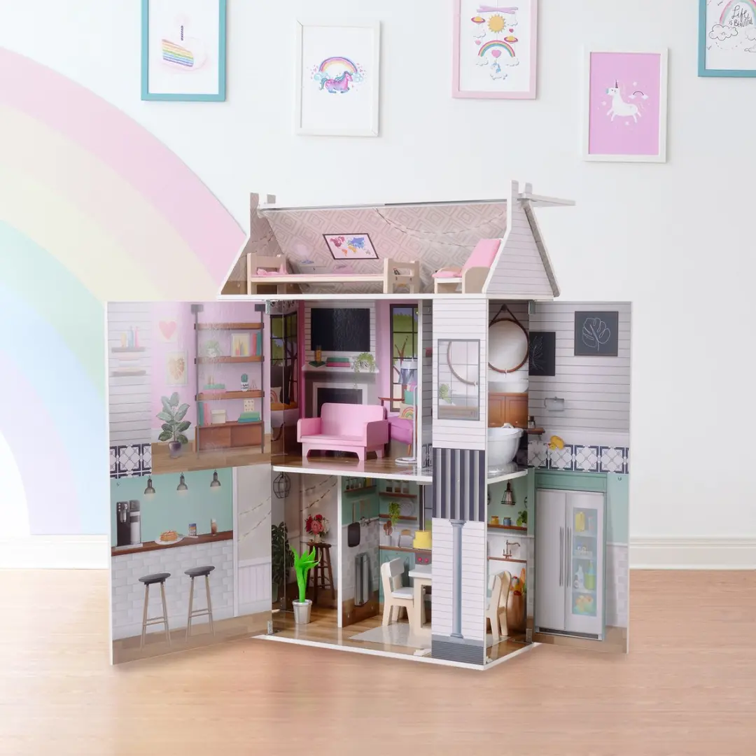 Teamson Kids Boerenwoning Poppenhuis - Wit - 13 Accessoires