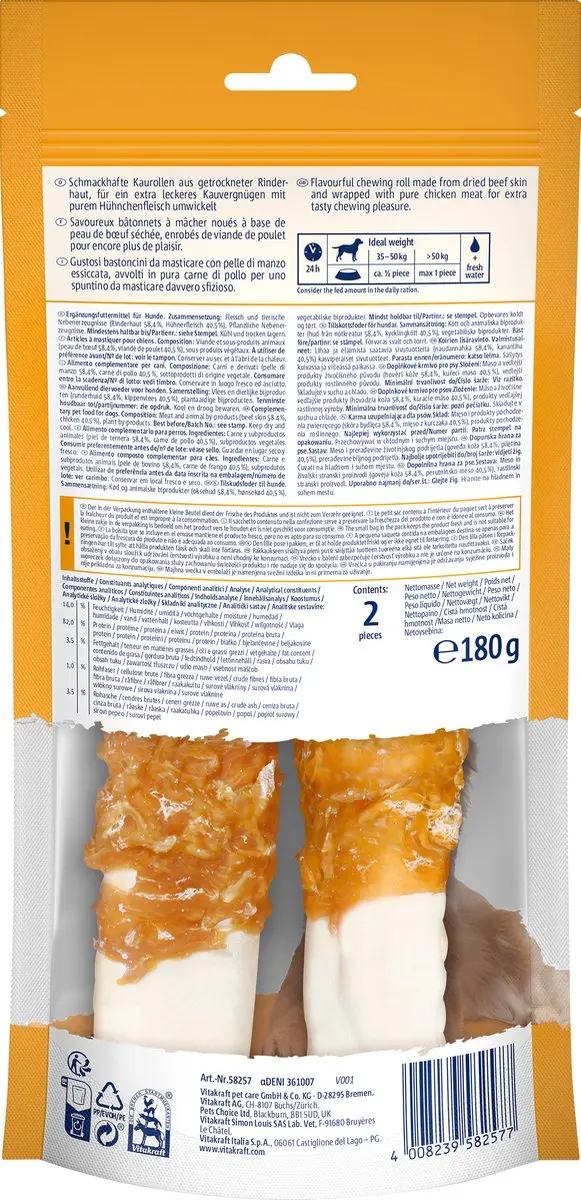 Vitakraft Chews XL Kauwrollen Kip - 2x180g
