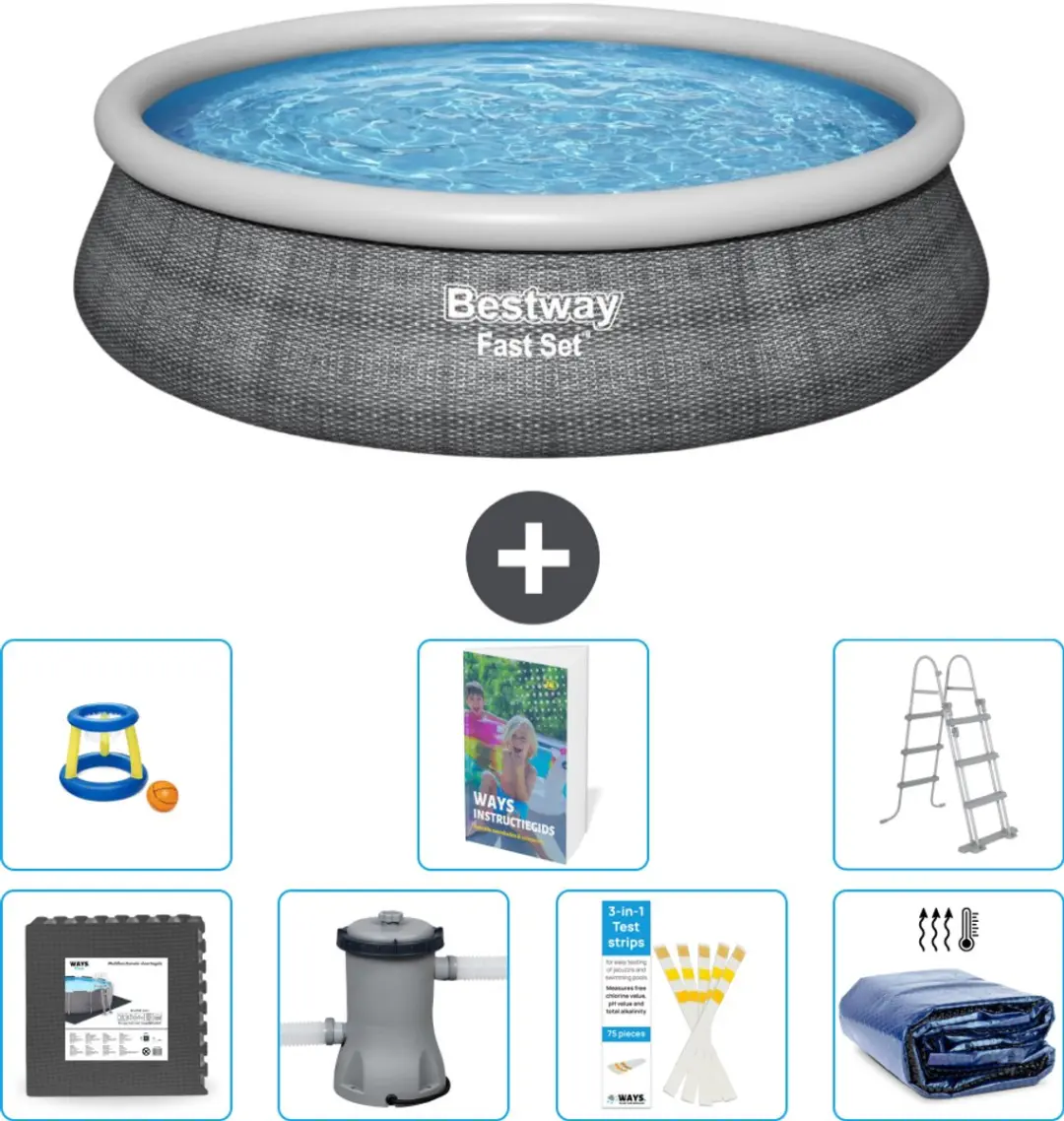 Bestway Fast Set Zwembad 457cm - 12.362L - Grijs