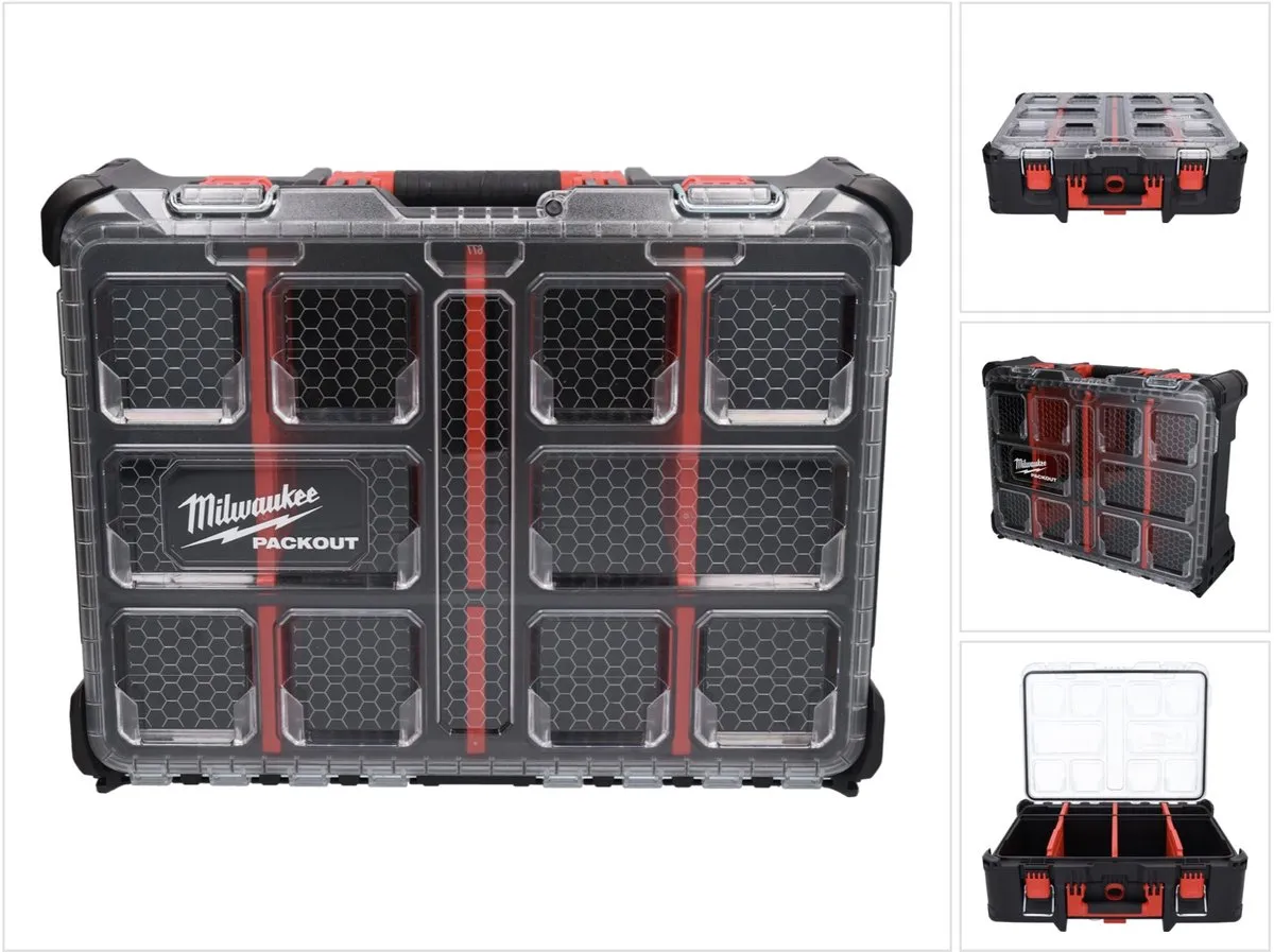 Milwaukee PACKOUT Diepe Organiser 4932478625 - Zwart/Rood