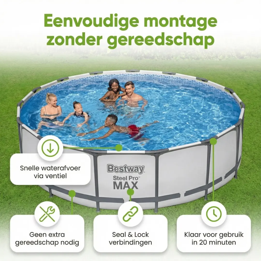 Bestway Steel Pro MAX Zwembad 457x122cm - Grijs - 8-delig