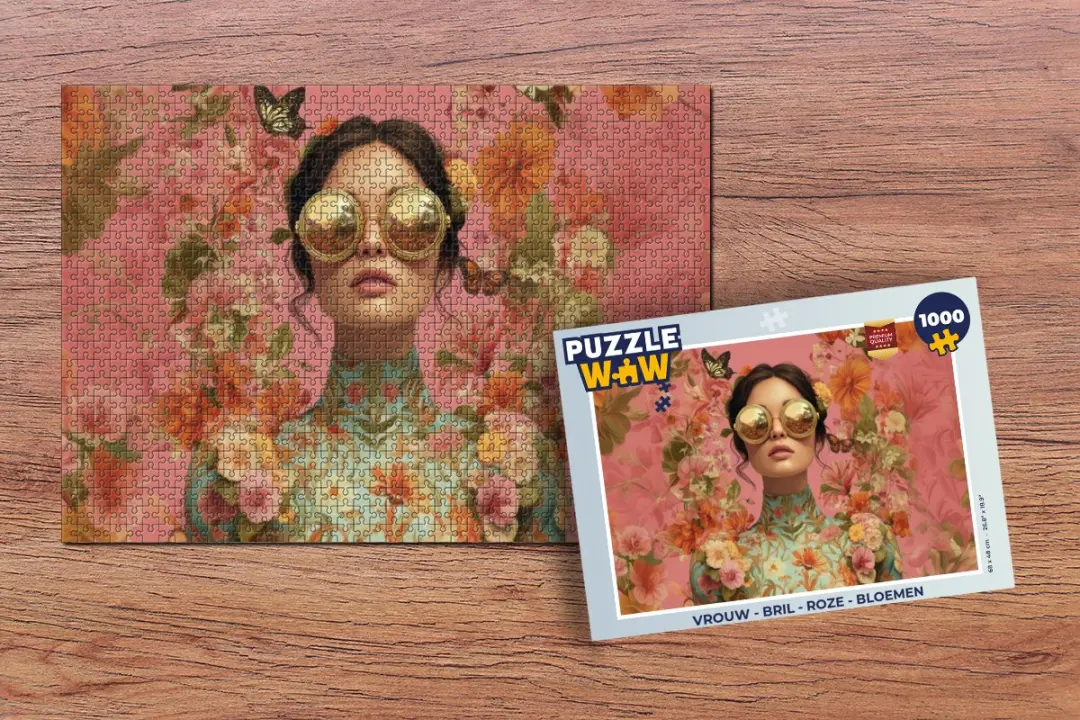 PuzzleWow Legpuzzel 1000 Stuks - Roze Bloemen