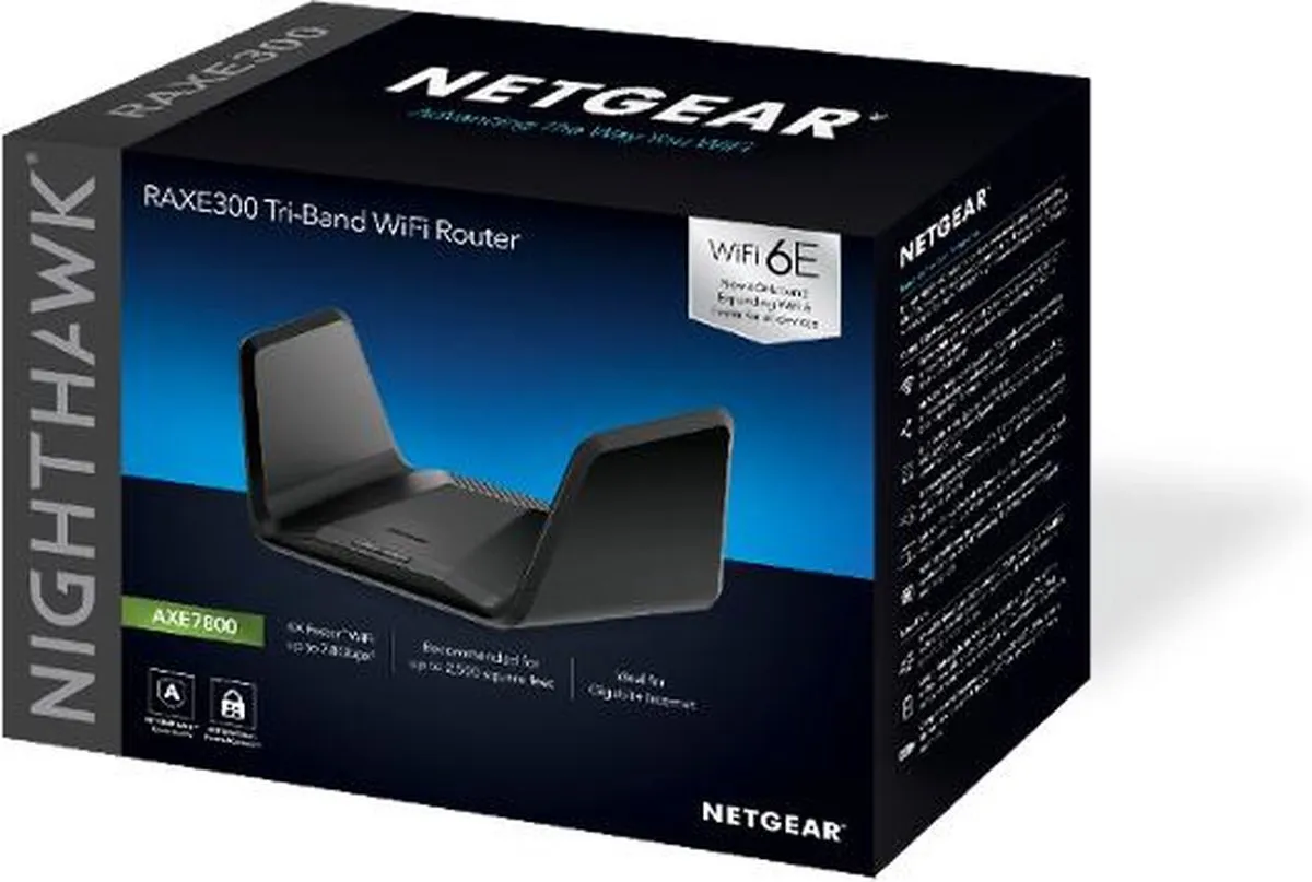 NETGEAR Nighthawk RAXE300 - Router - WiFi Versterker - 7800 Mbps - WiFi 6E