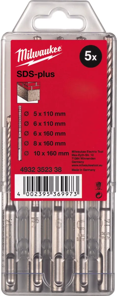 Milwaukee 4932352338 SDS-plus Hamerboren Set 5-delig - 5-10mm