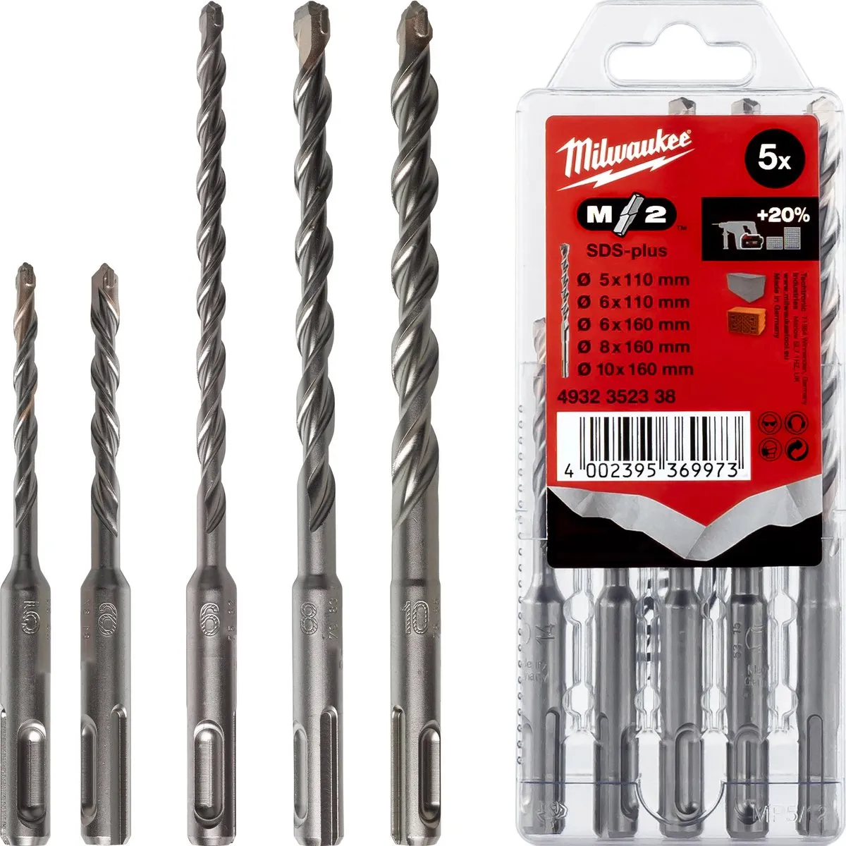 Milwaukee 4932352338 SDS-plus Hamerboren Set 5-delig - 5-10mm