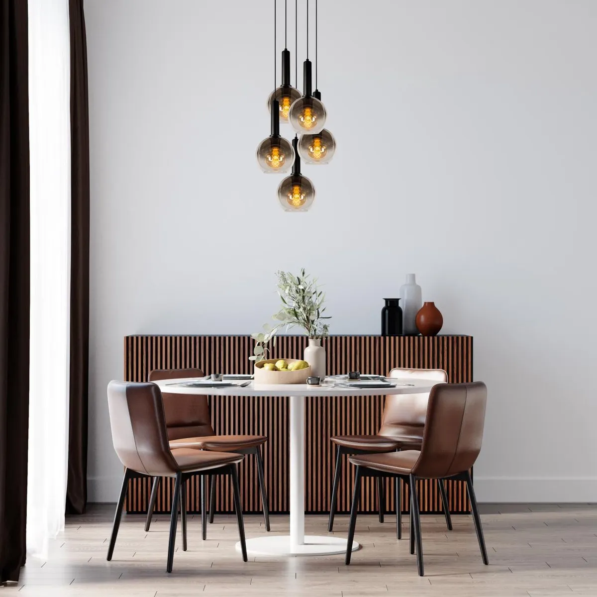 Lucide Marius Hanglamp Ø55cm - 5xE27 - Zwart