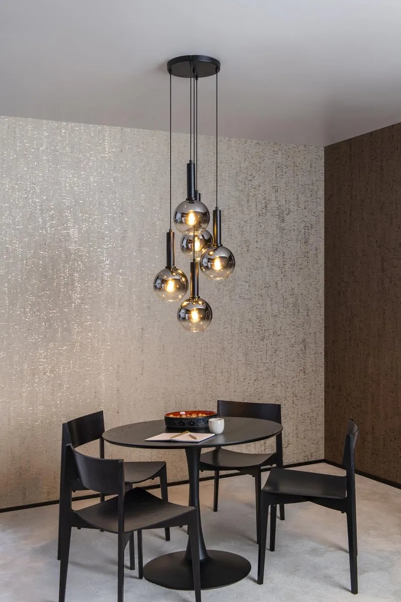 Lucide Marius Hanglamp Ø55cm - 5xE27 - Zwart