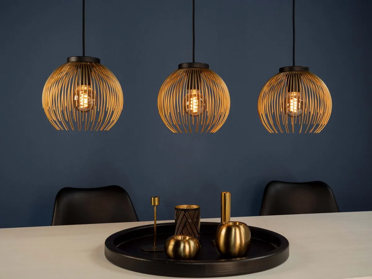 Eglo Venezuela Hanglamp E27 - 3 Lichtpunten - Goud/Zwart