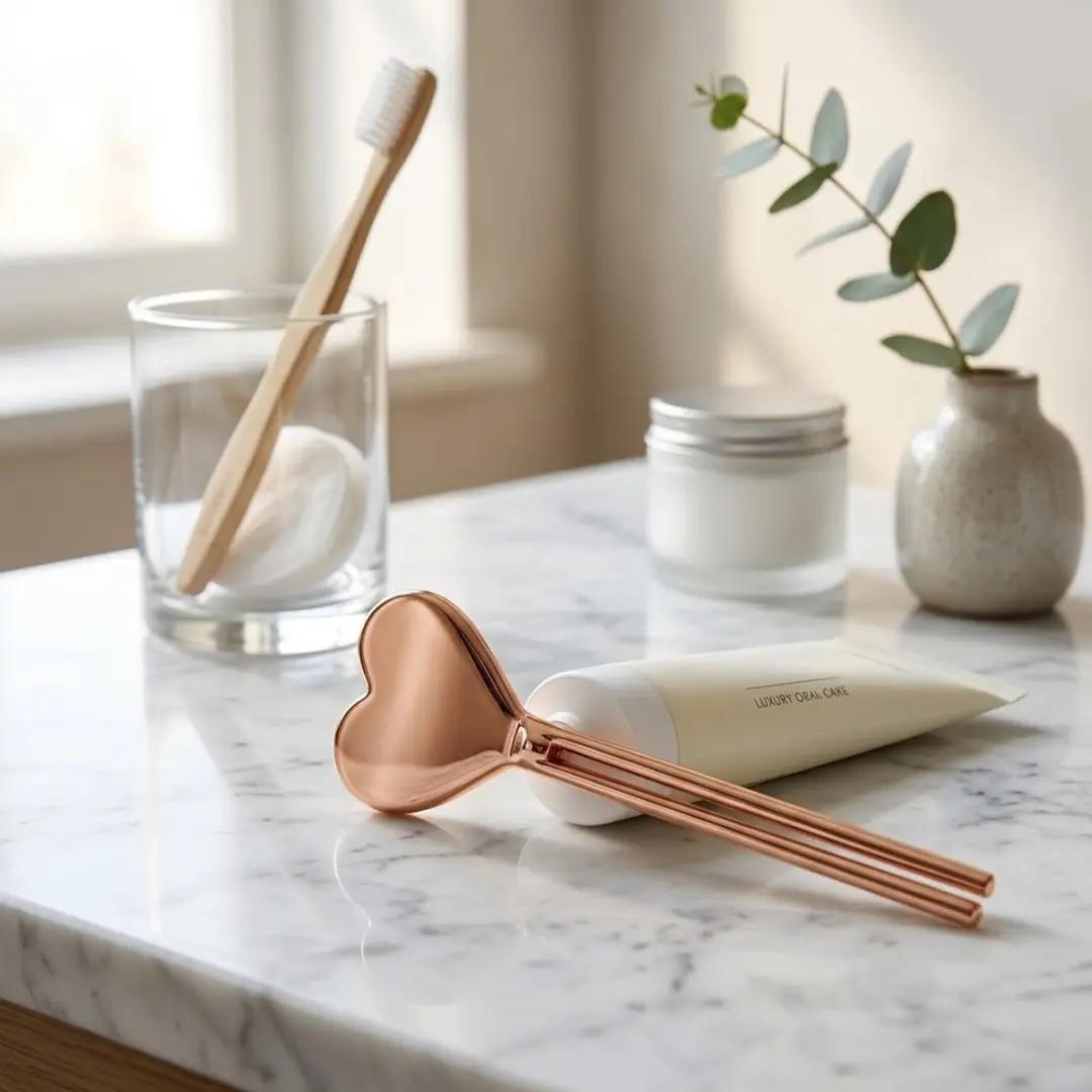 NUVEX Roségoudkleurige Tube Knijper - Hartvorm - Metaal