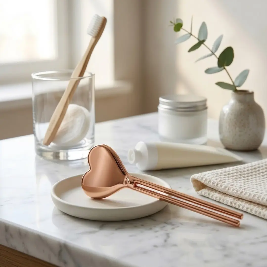NUVEX Roségoudkleurige Tube Knijper - Hartvorm - Metaal